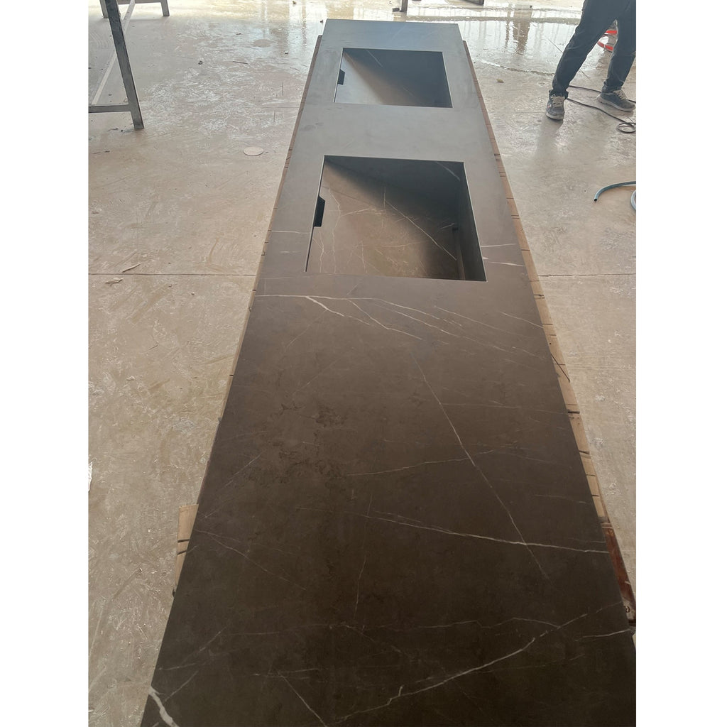 HANDCRAFTED PIETRA GREY HIGH ENGINEERED PORCELAIN DOUBLE SINK (ES-171)