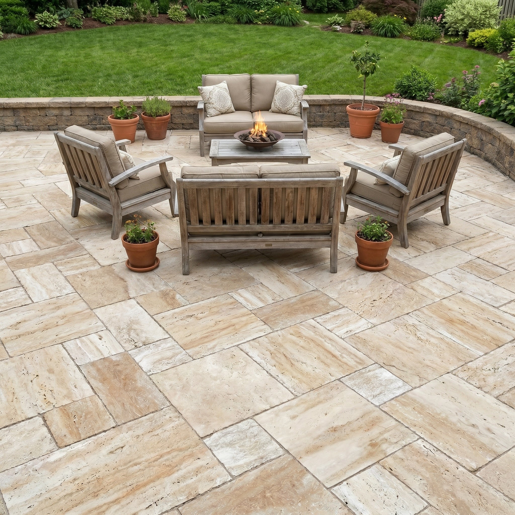 Patara Beige Vein-cut Tumbled Travertine Pavers