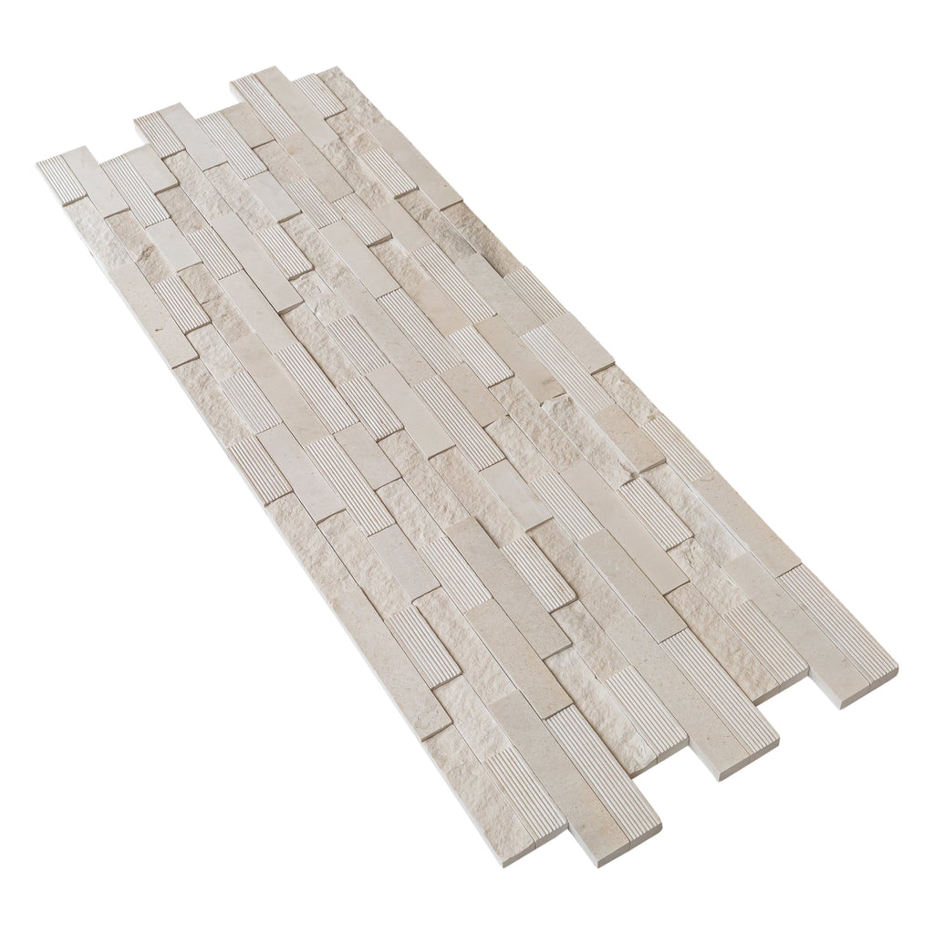 Piedra Caliza Ledger 3D Panel 6"x24" Multi Surface Natural Limestone Wall Tile