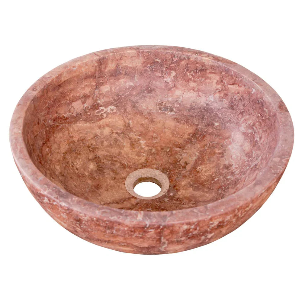 Red Travertine Natural Stone Round Above Vanity Bathroom Sink Honed/Matte (D)16" (H)6" READY TO SHIP
