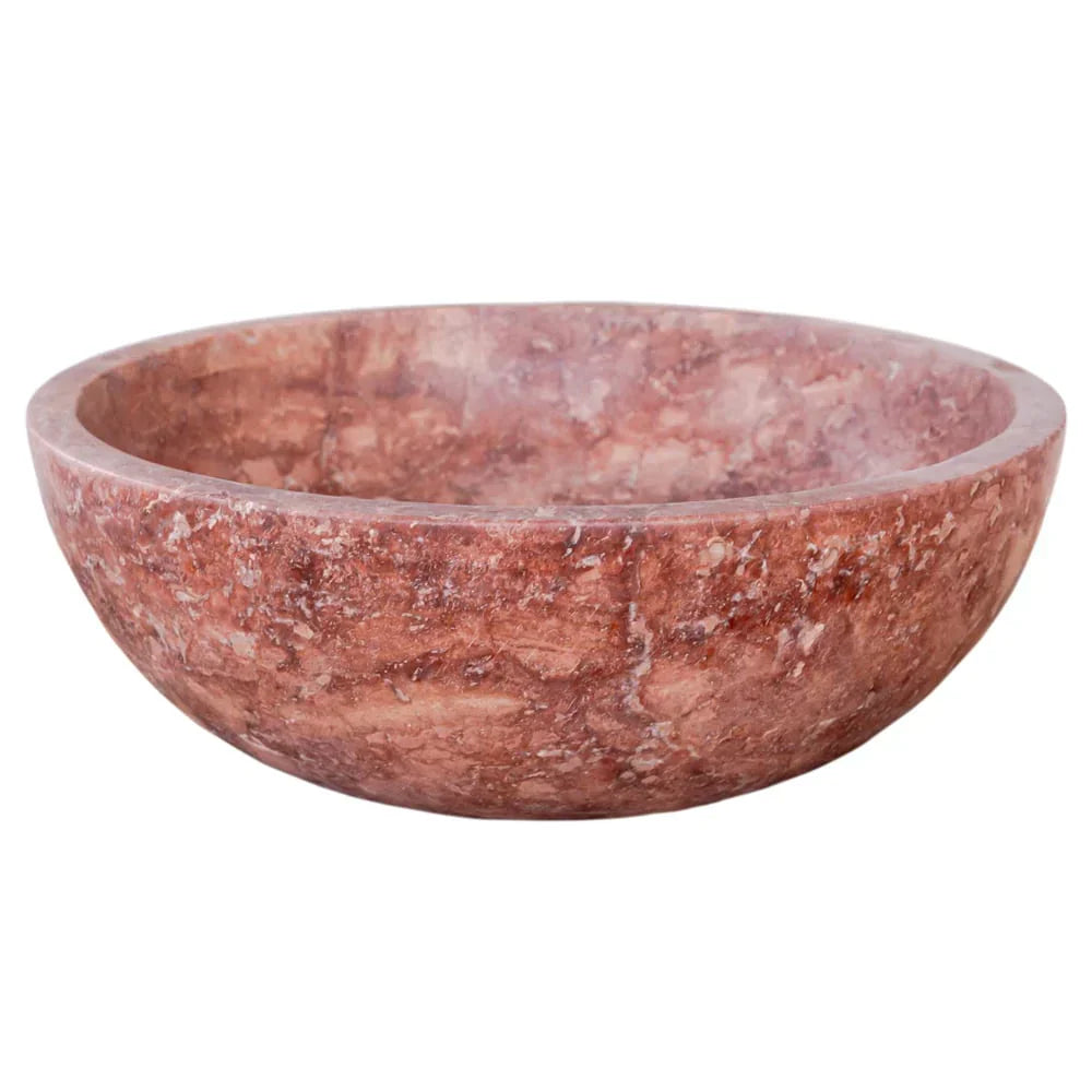 Red Travertine Natural Stone Round Above Vanity Bathroom Sink Honed/Matte (D)16" (H)6" READY TO SHIP