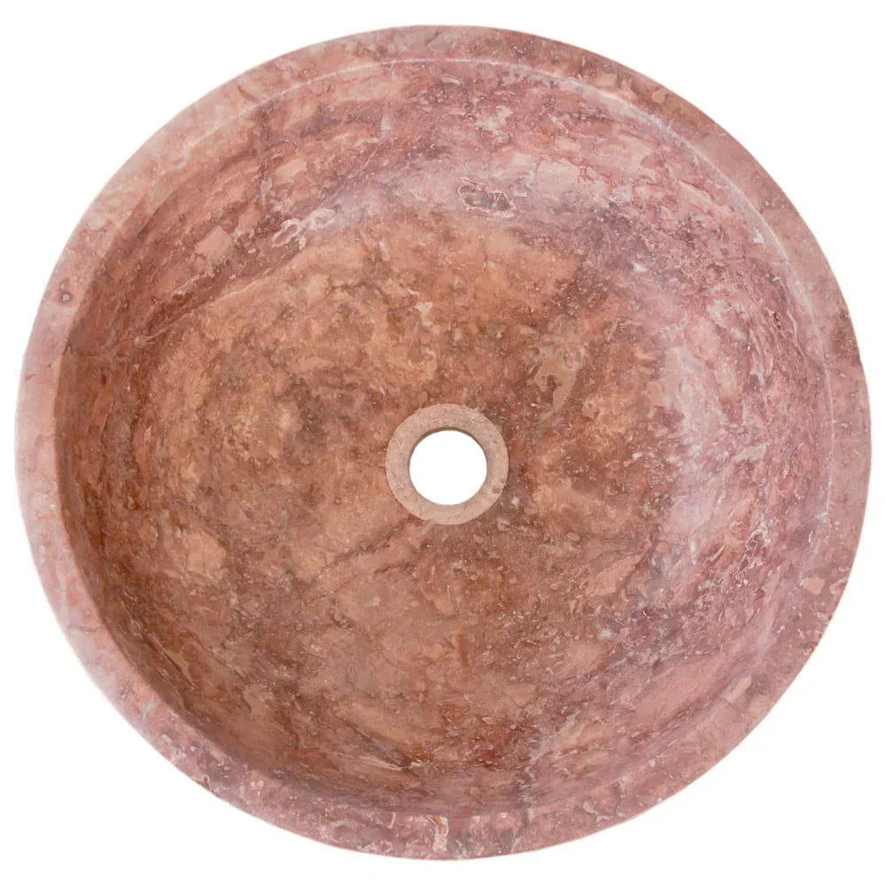 Red Travertine Natural Stone Round Above Vanity Bathroom Sink Honed/Matte (D)16" (H)6" READY TO SHIP