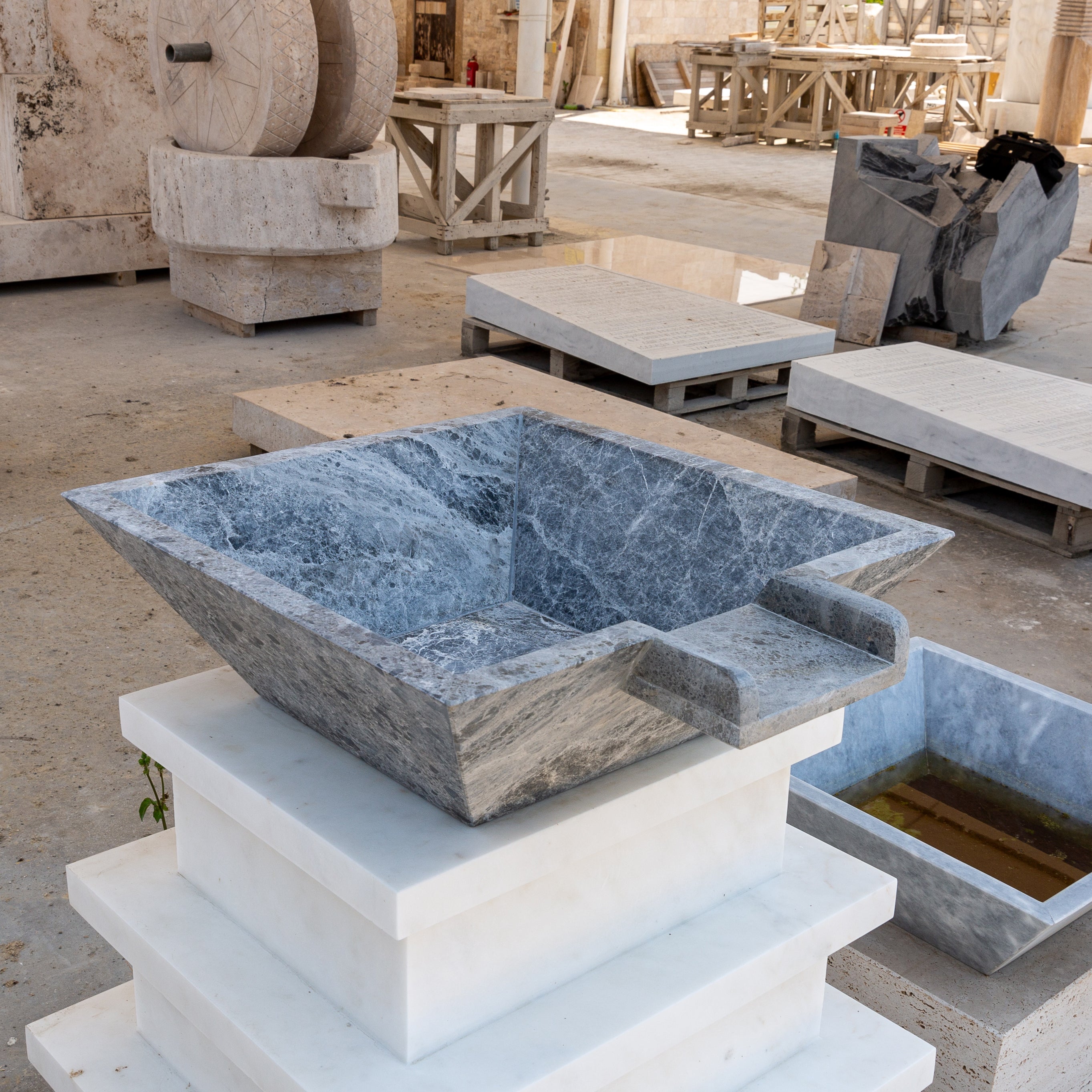 Silver Shadow Marble Natural Stone Pool Square Poolwok with Lip