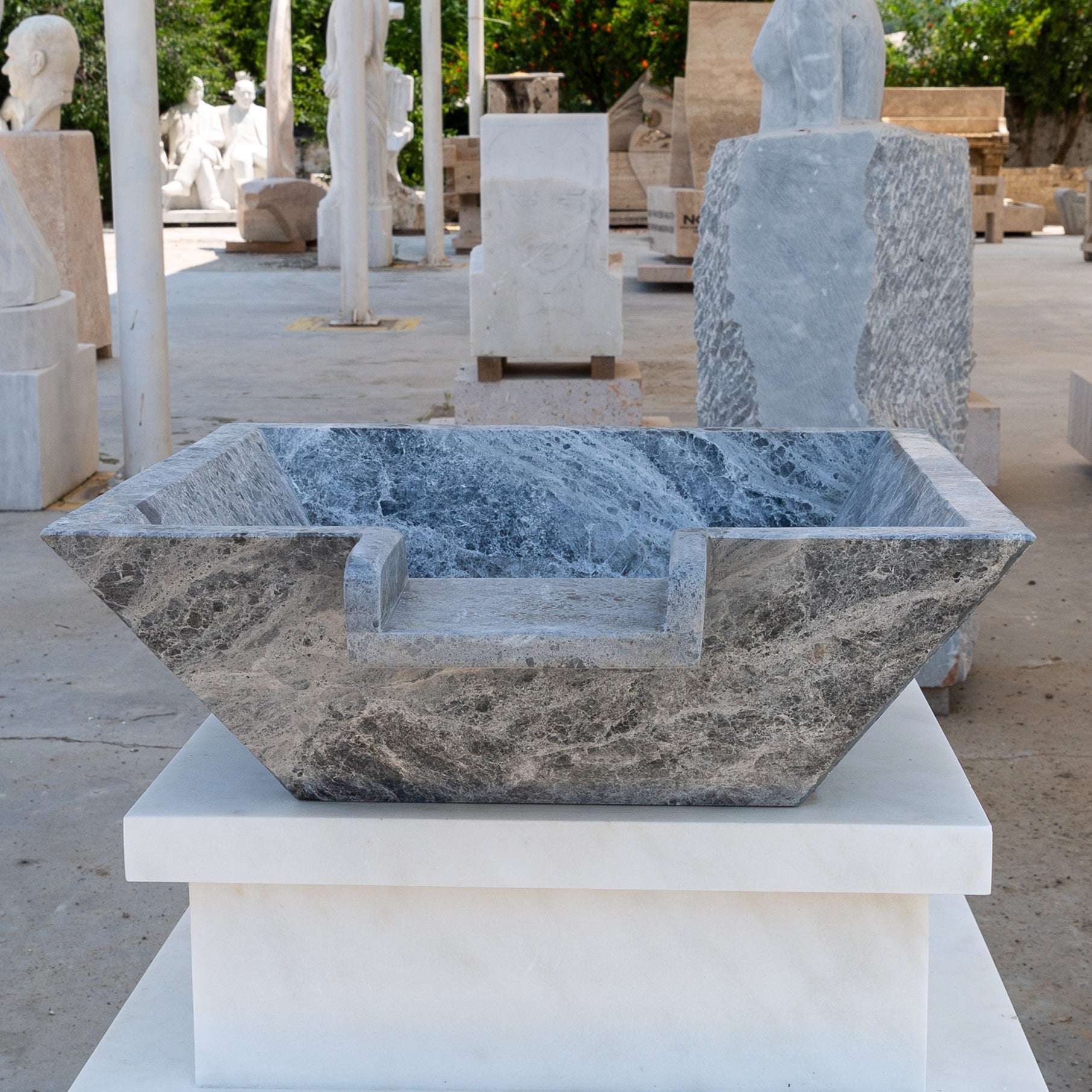 Silver Shadow Marble Natural Stone Pool Square Poolwok with Lip
