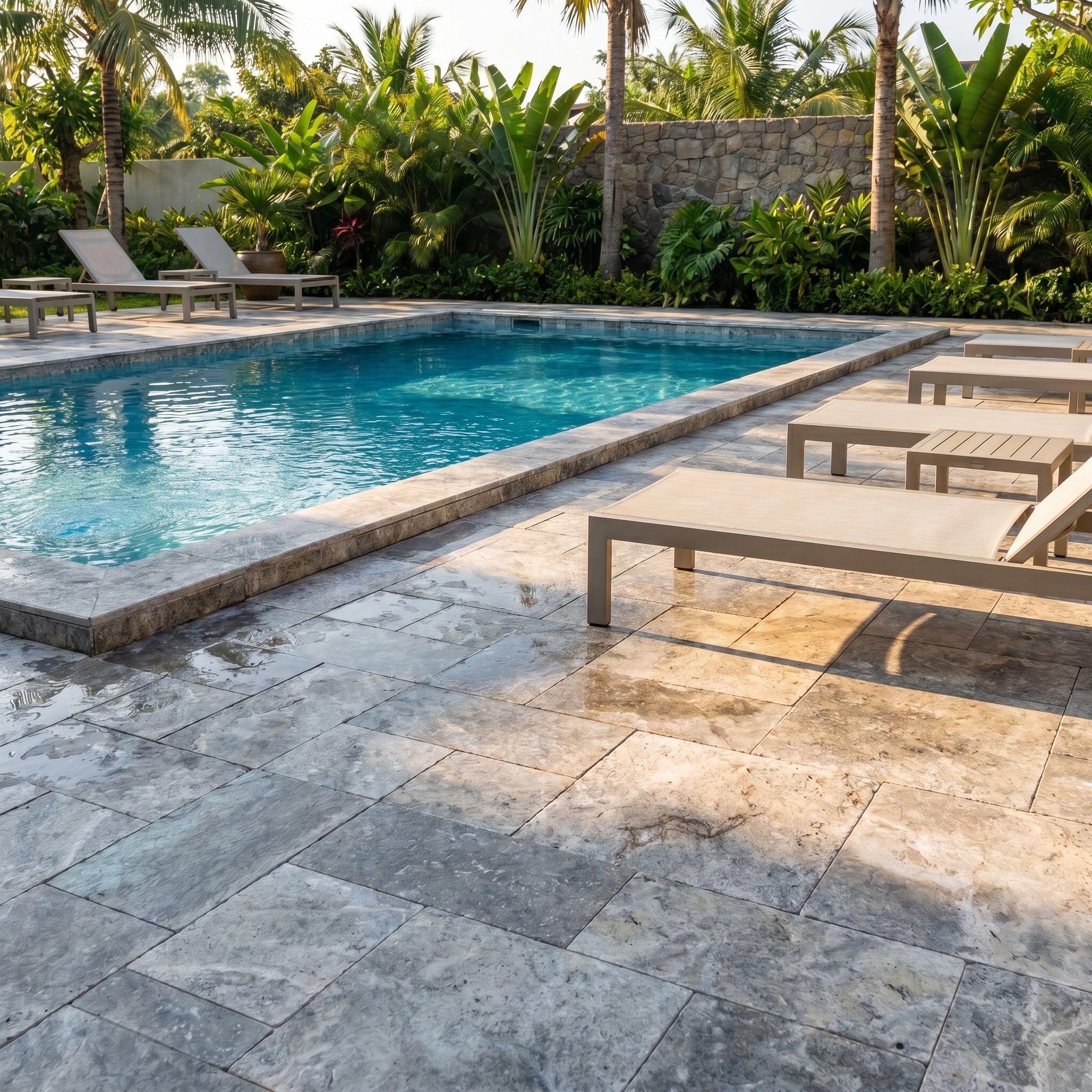 Silver Travertine Tumbled Pavers