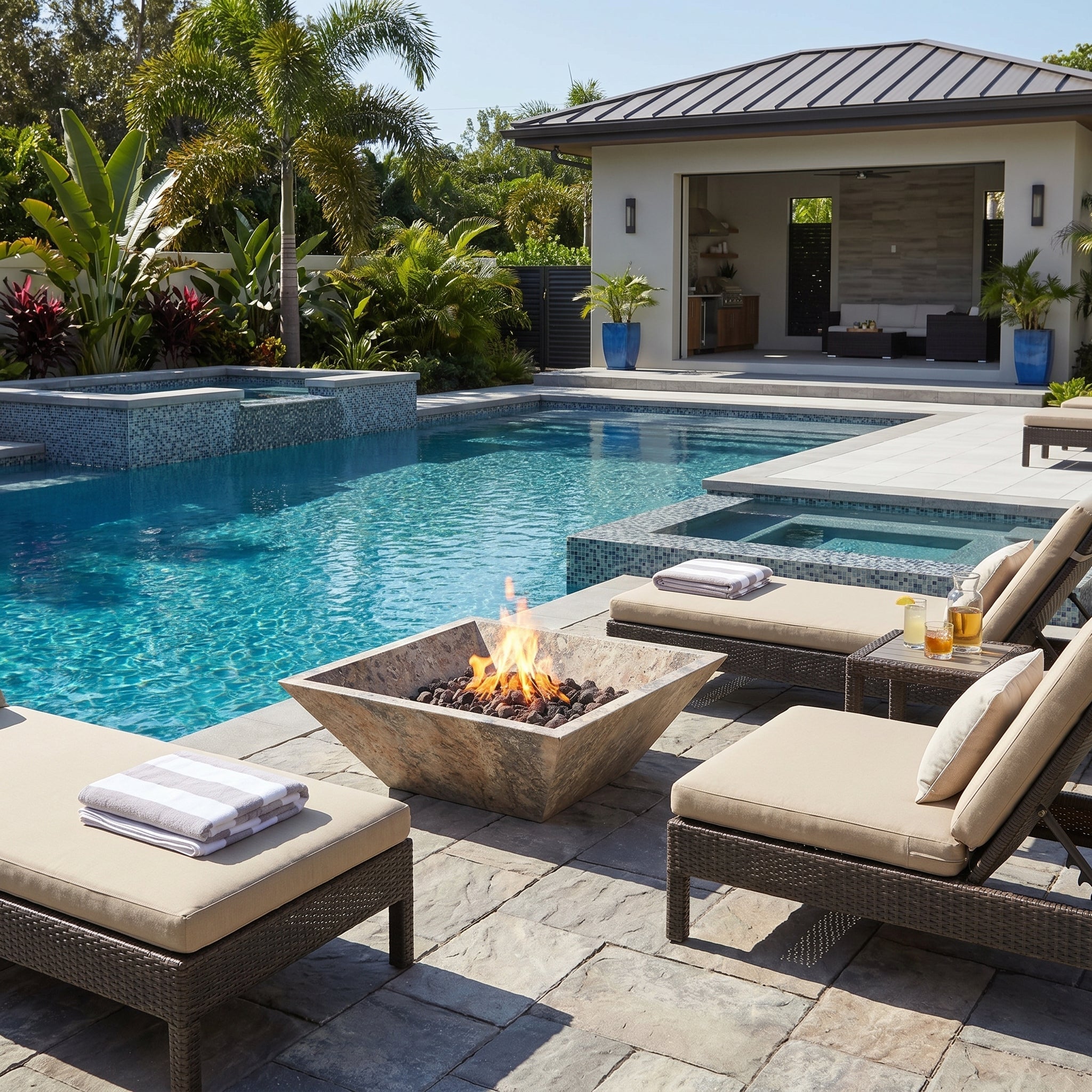 Silver Travertine Natural Stone Fire Pit