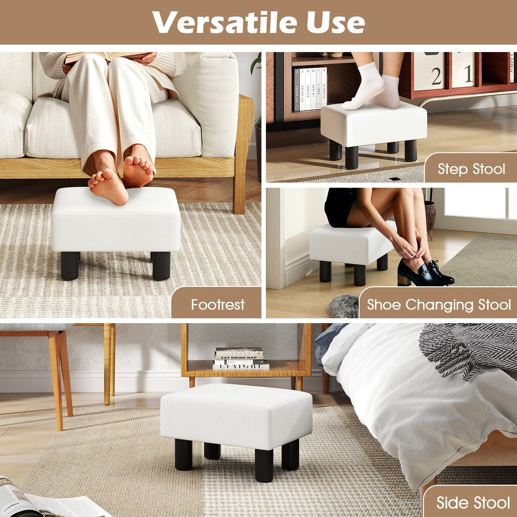 Small PU Leather Rectangular Seat Ottoman Footstool