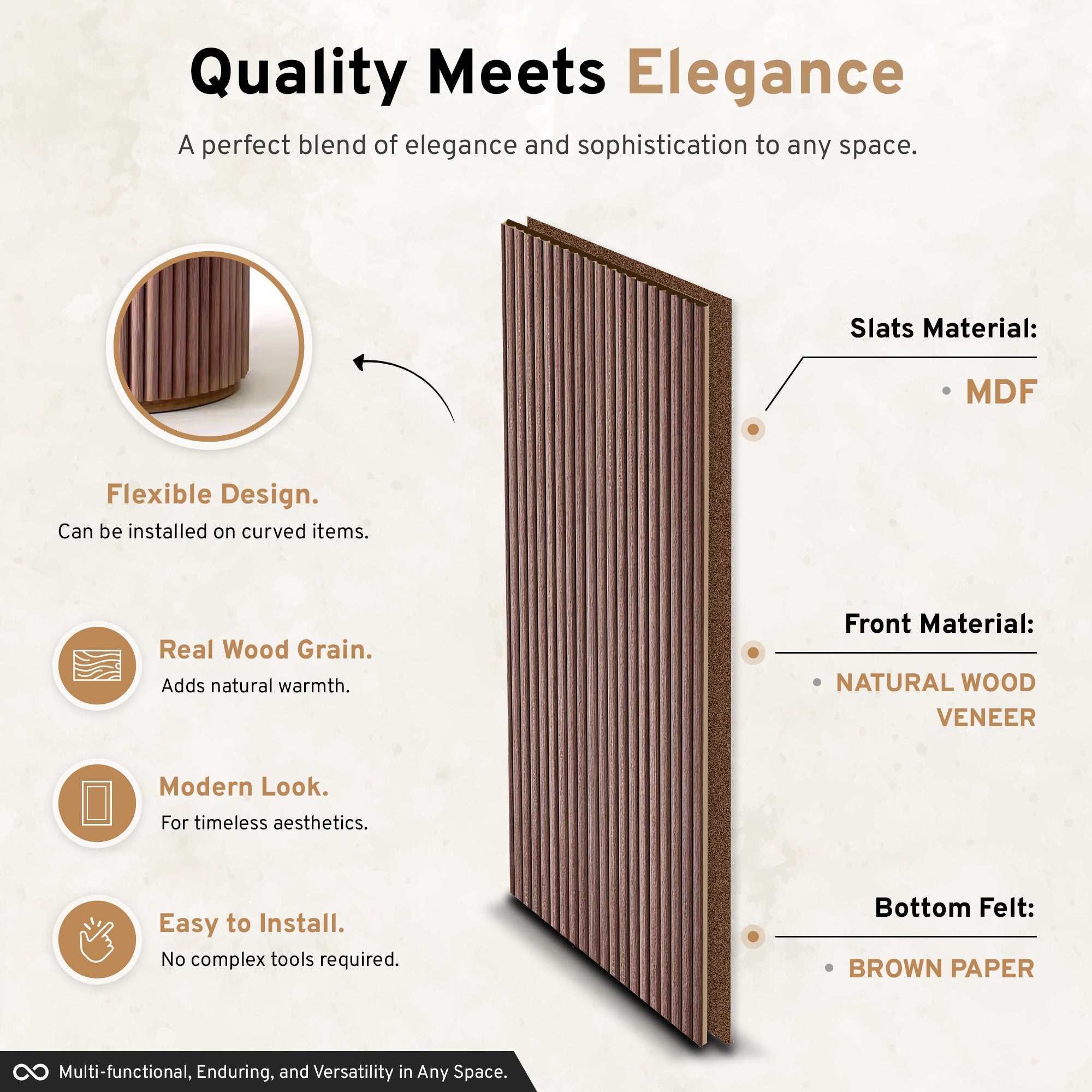 Smoked Oak Flexible Fluted Wall Panels – 2 Pack