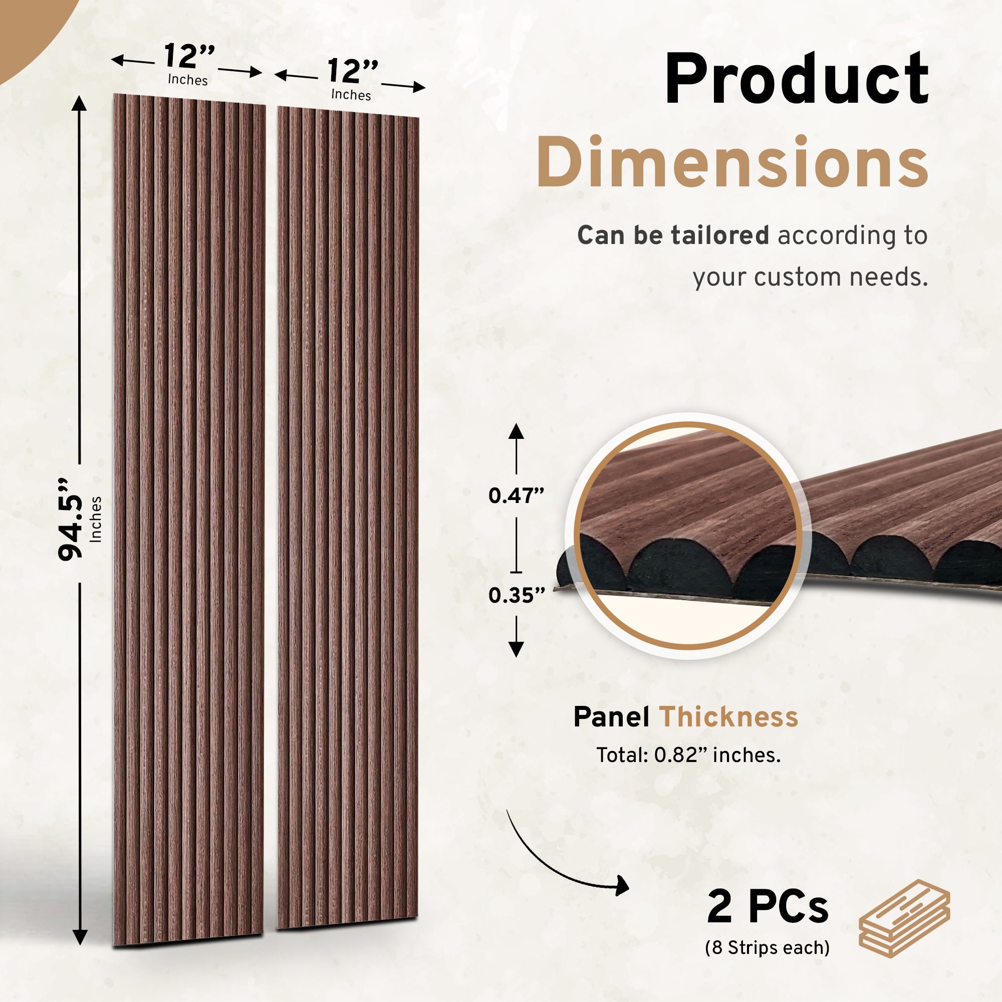 Smoked Oak Flexible Fluted Wall Panels – 2 Pack
