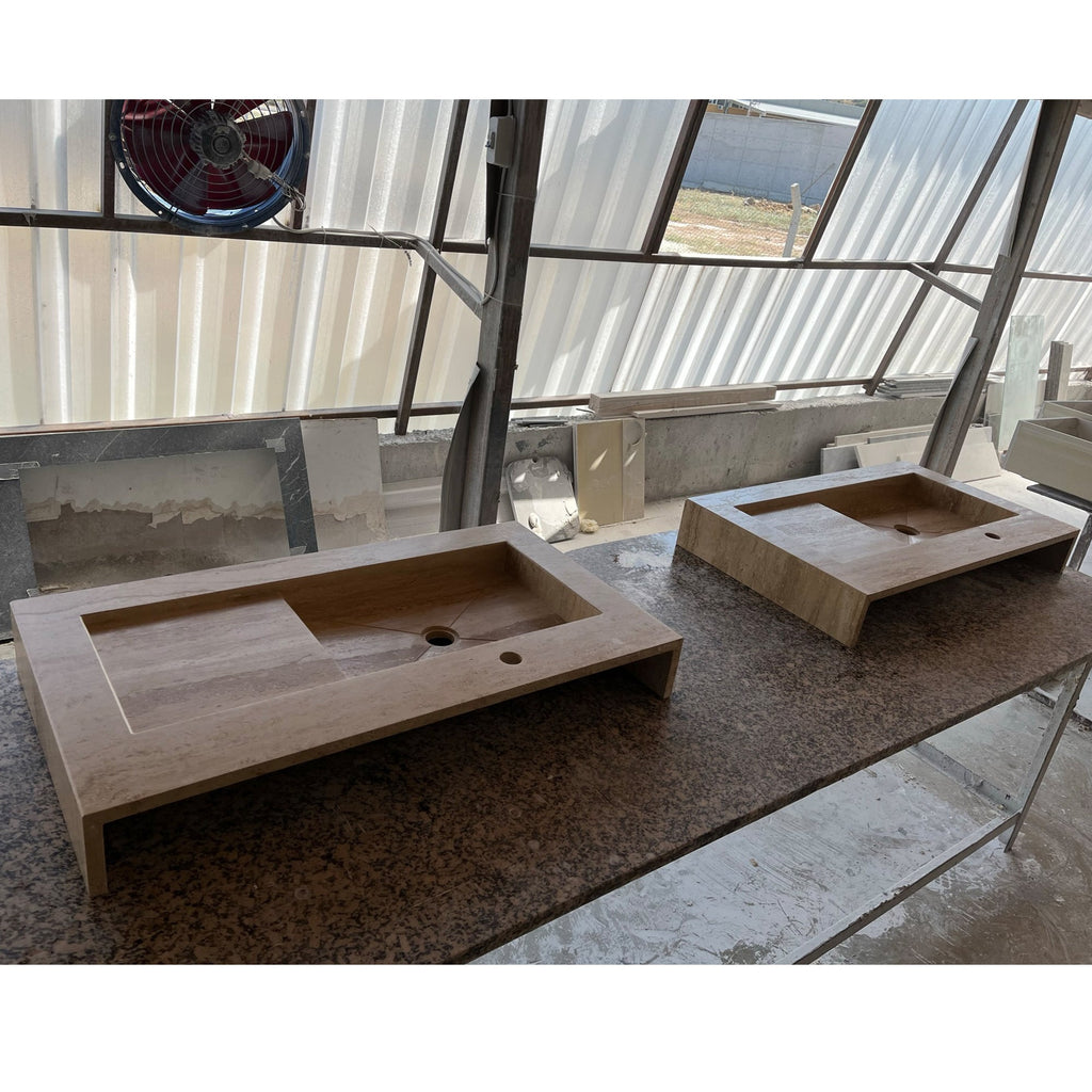 HANDCRAFTED CUSTOM TRAVERTINE SINK - 2 (TR-057)