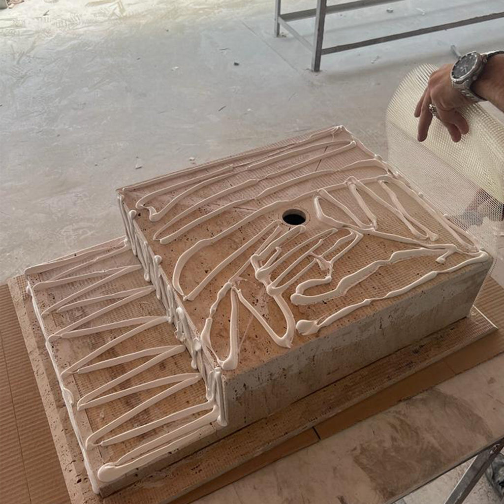 HANDCRAFTED CUSTOM TRAVERTINE SINK - 3 (TR-075)