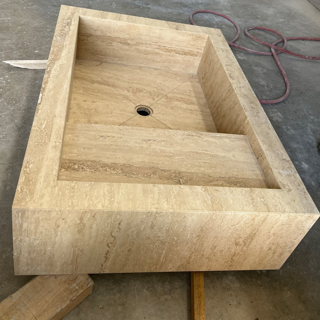 HANDCRAFTED CUSTOM TRAVERTINE SINK - 3 (TR-075)