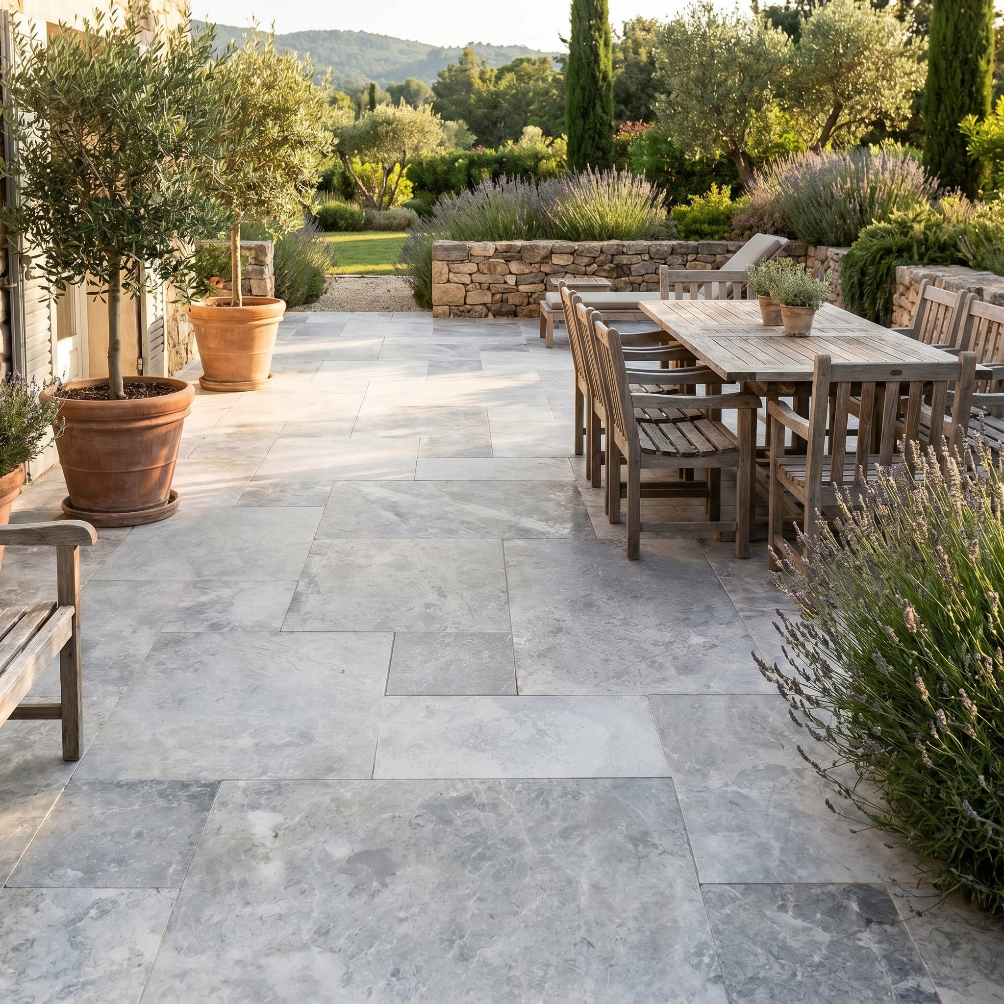 Talya Gray Marble Leathered Pavers
