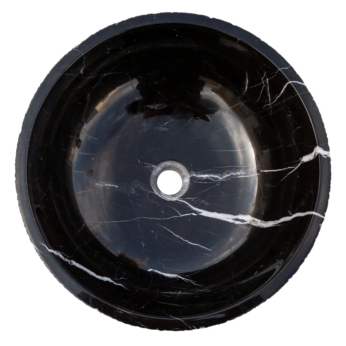 Toros Black Marble Above-Vanity Bathroom Vessel Sink Rough Exterior (D)16" (H)6" - In Stock