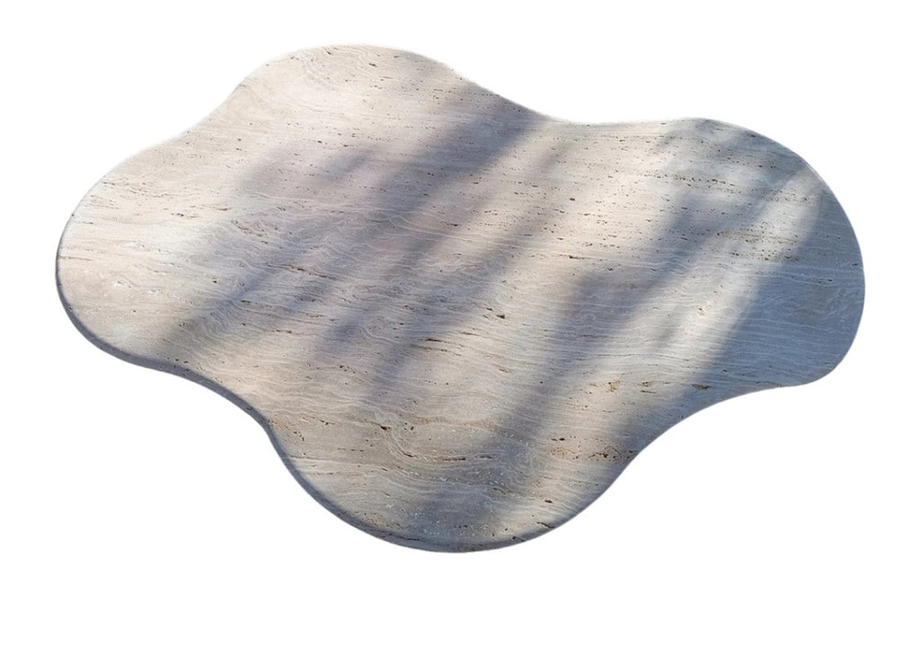 Troia Light Travertine Special Designer Coffee Table Round Shape Legs (W)35" (L)50" (H)18"