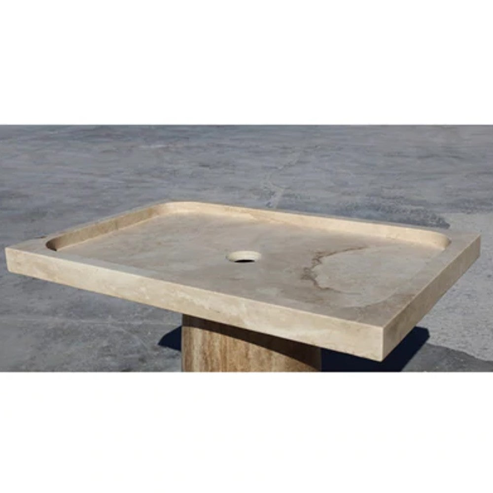 Troia Light Travertine Rectangular Shower Base (W)32" (L)48" (H)3"
