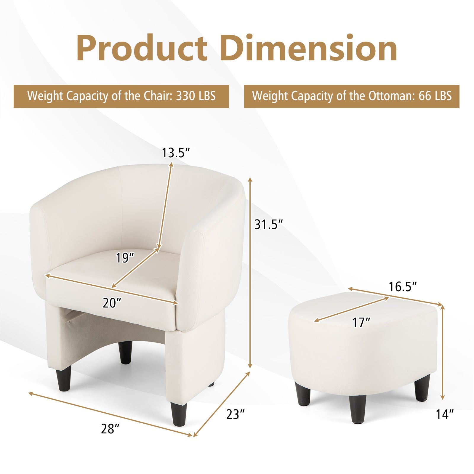 Upholstered Velvet Barrel Chair with Ottoman