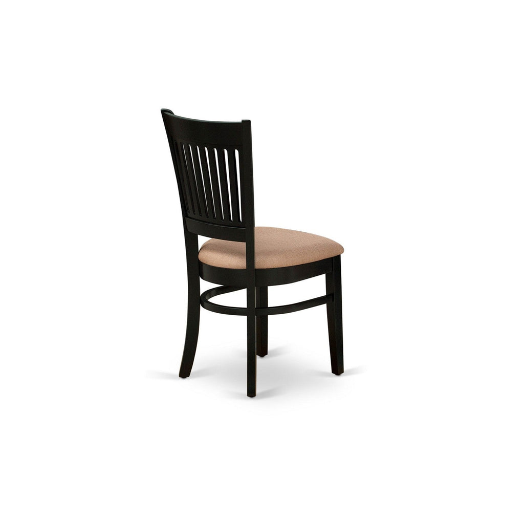 5-Piece Black Round Kitchen Dining Set with Fabric Chairs