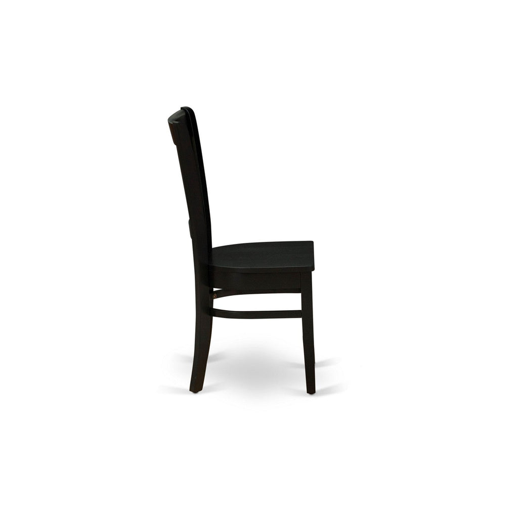 5-Piece Black Round Kitchen Dining Set with Wood Chairs