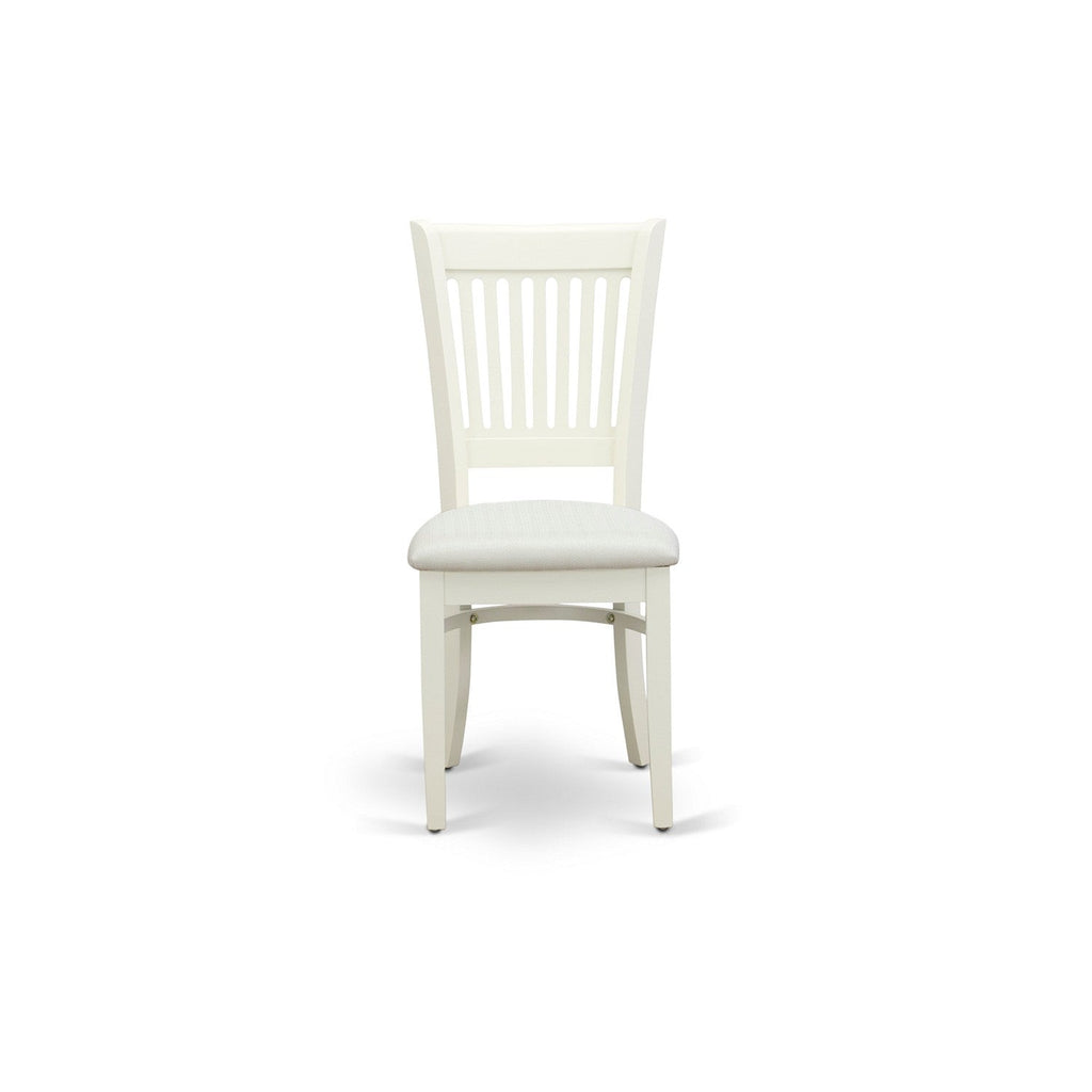 5-Piece Linen White Round Kitchen Dining Set with Fabric Chairs