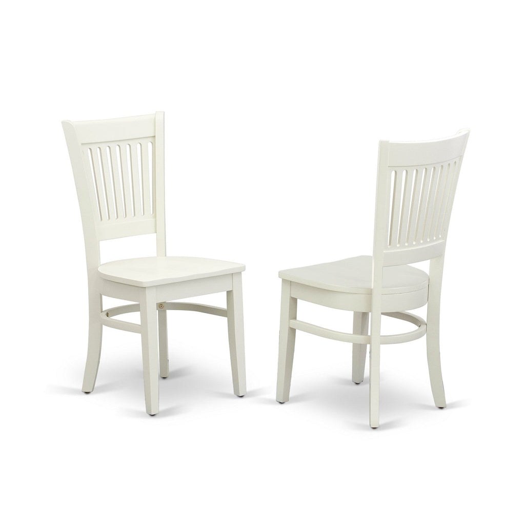 5-Piece Linen White Round Kitchen Dining Set with Wood Chairs