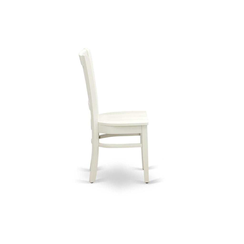 5-Piece Linen White Round Kitchen Dining Set with Wood Chairs