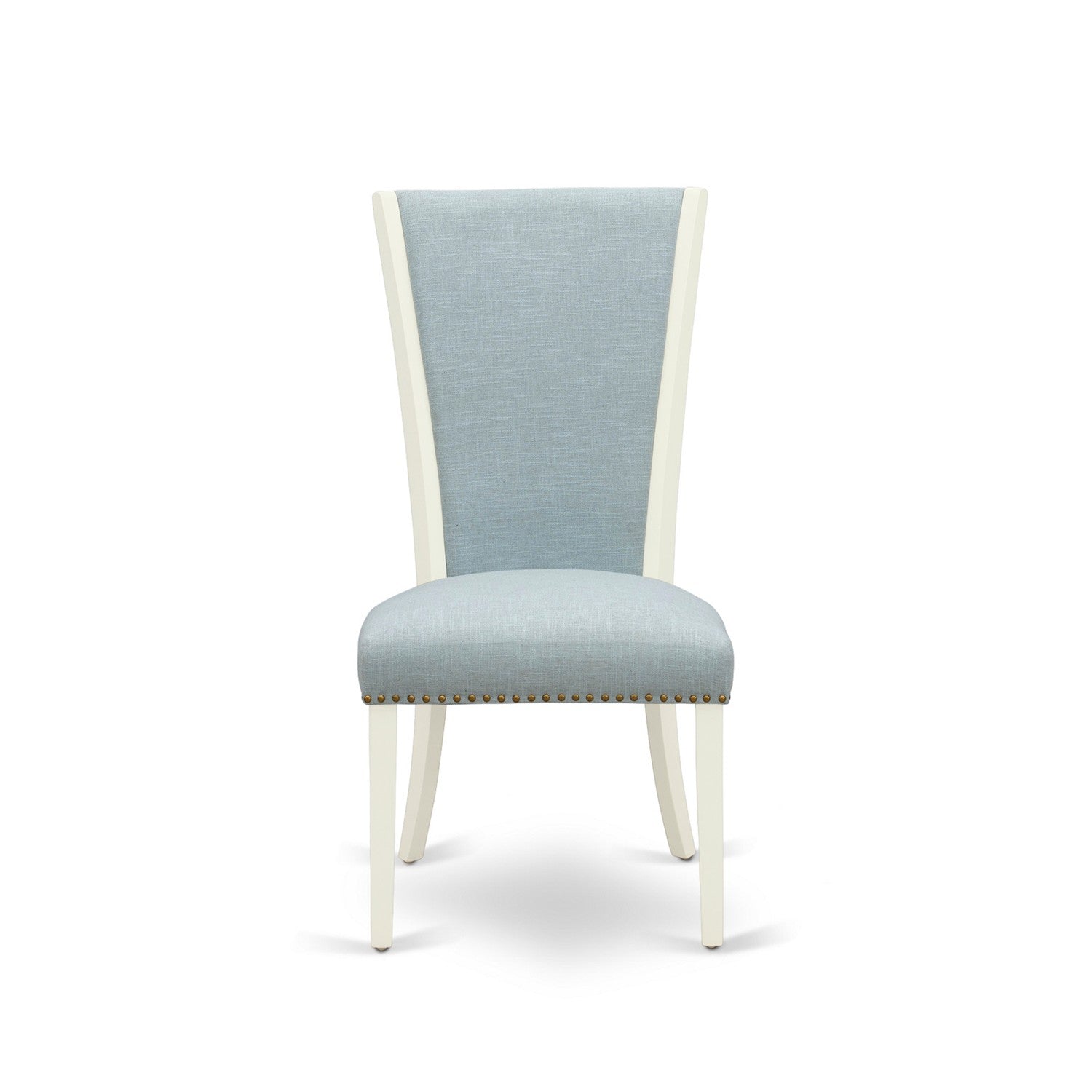 7-Piece Wood Dining Set with Blue Upholstered Chairs