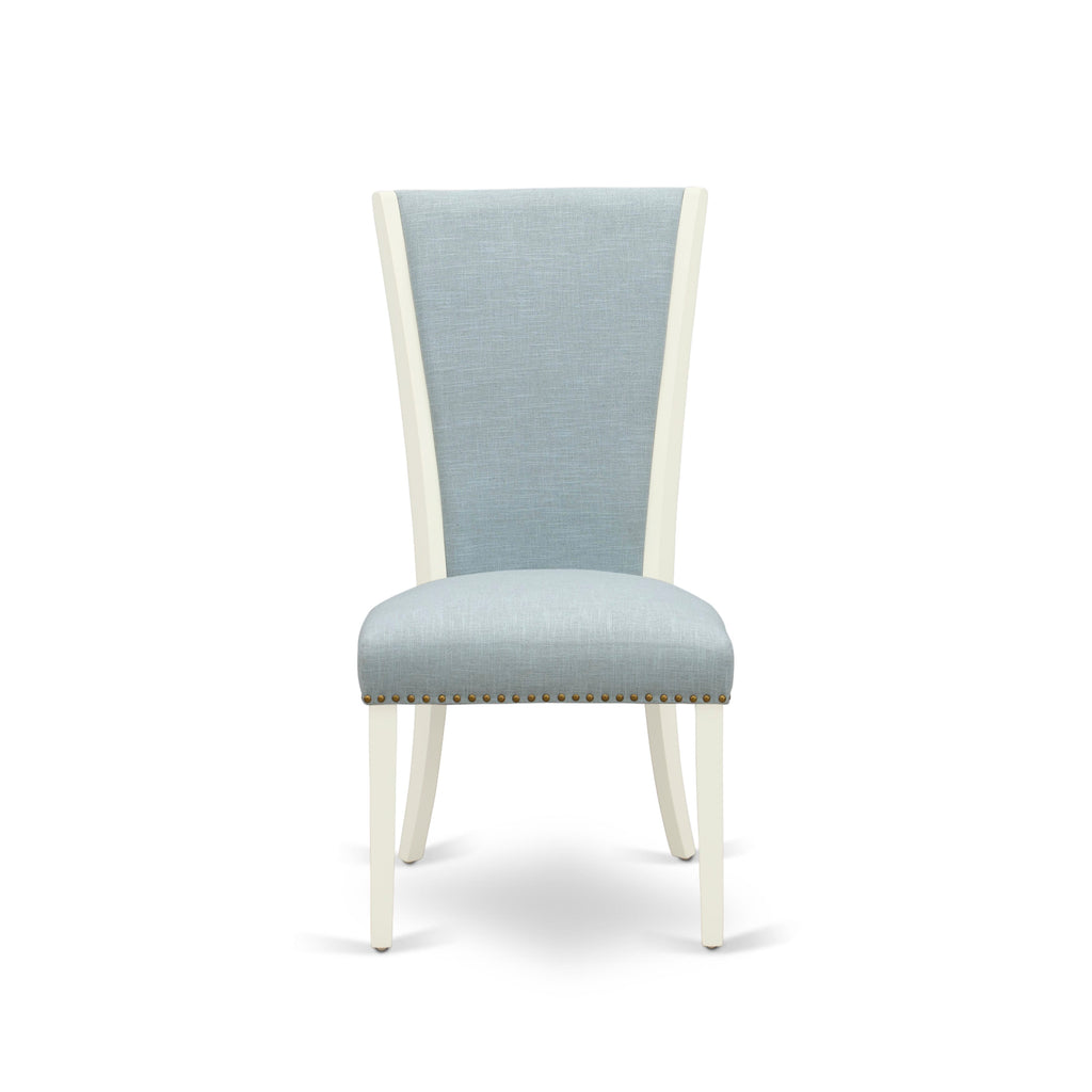 5-Piece Oval Dining Set with Blue Upholstered Chairs