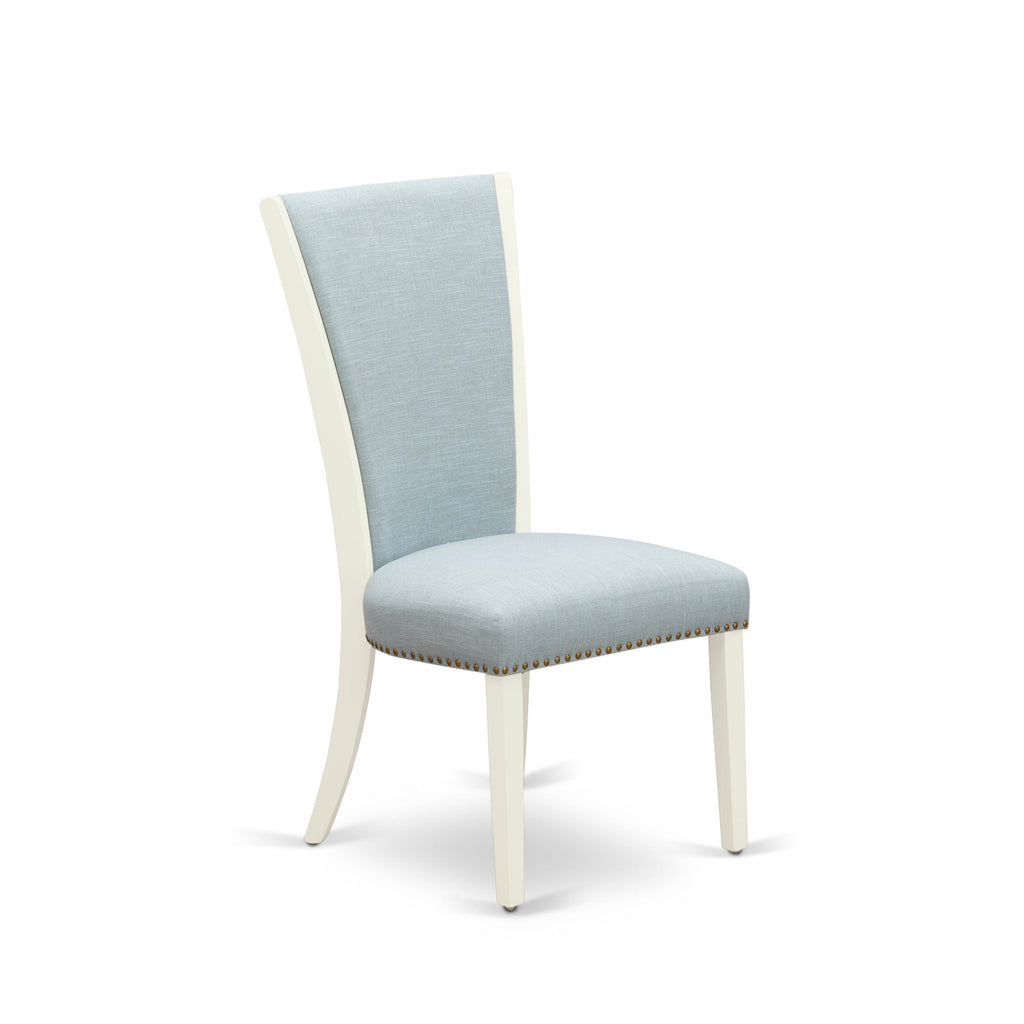 5-Piece Oval Dining Set with Blue Upholstered Chairs