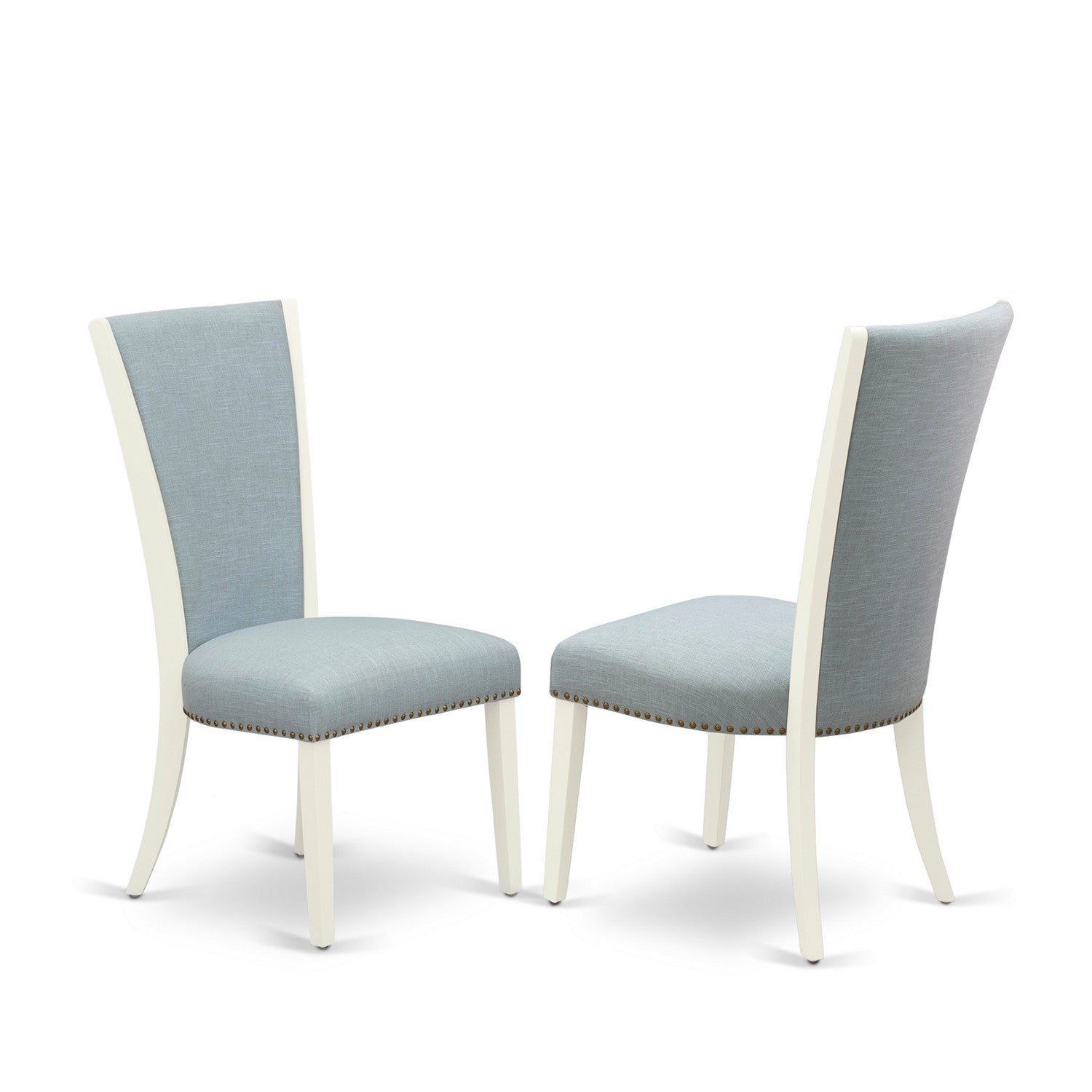 7-Piece Wood Dining Set with Blue Upholstered Chairs