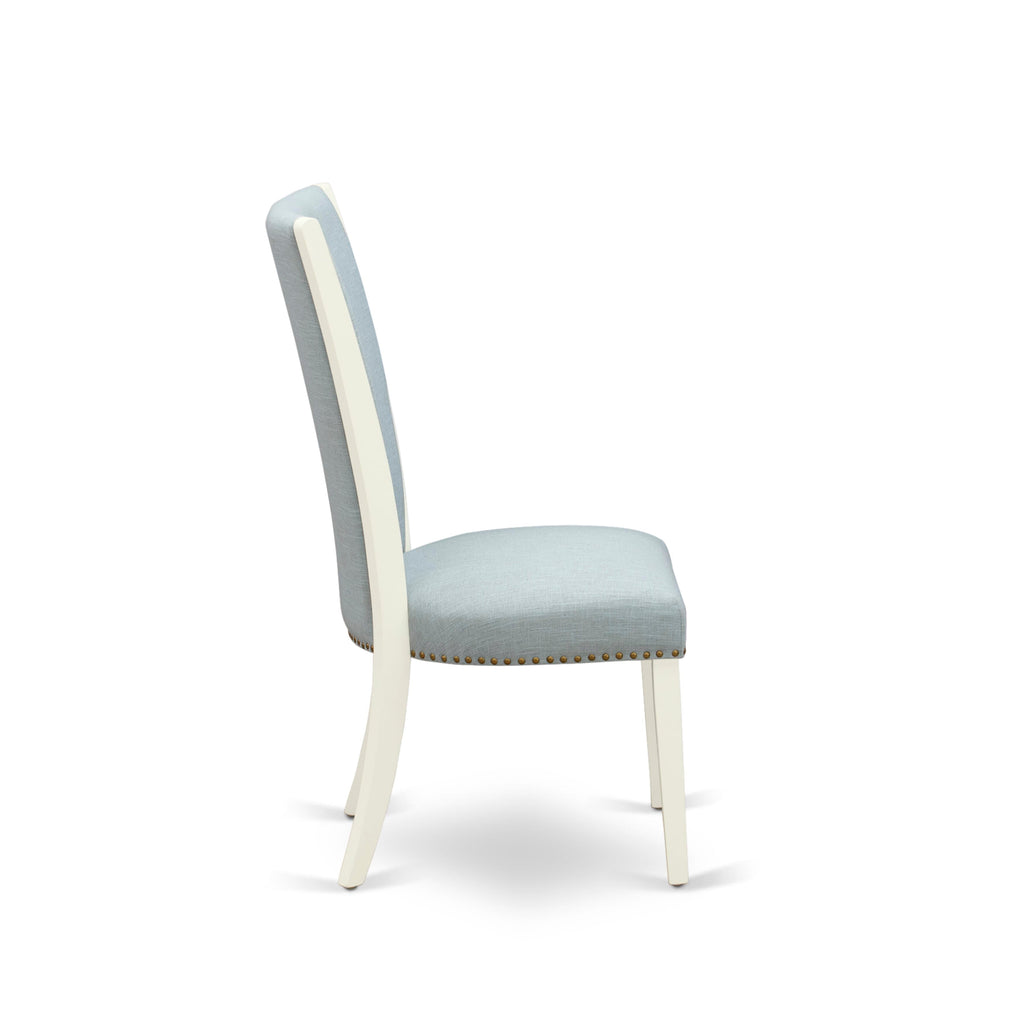 5-Piece Oval Dining Set with Blue Upholstered Chairs