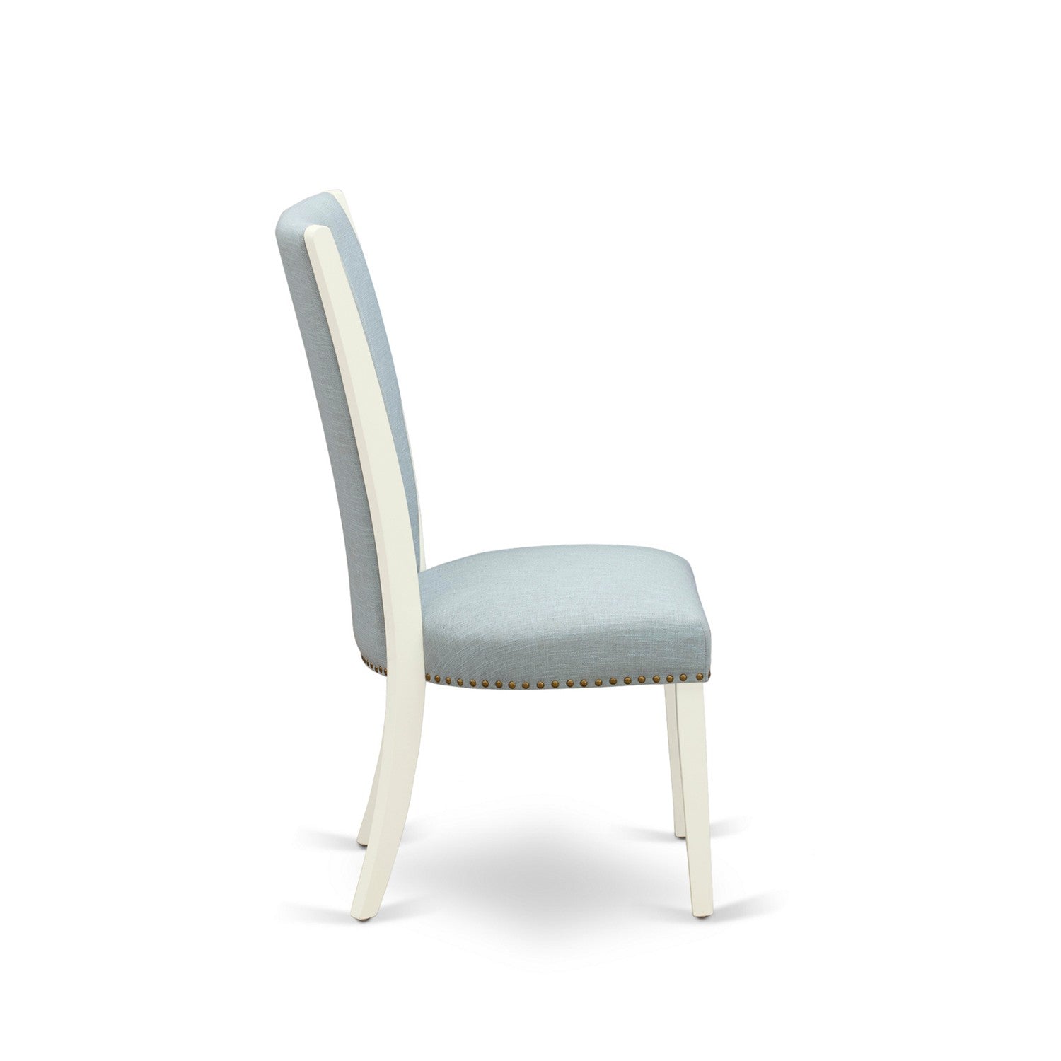 7-Piece Wood Dining Set with Blue Upholstered Chairs