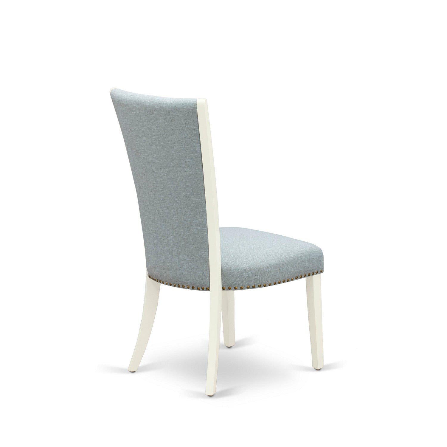 5-Piece Wood Dining Set with Blue Upholstered Chairs