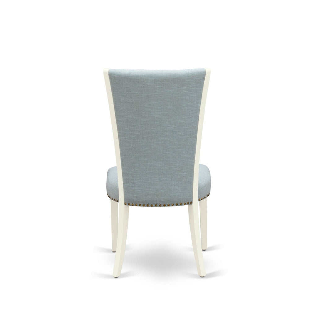 7-Piece Oval Dining Set with Blue Upholstered Chairs