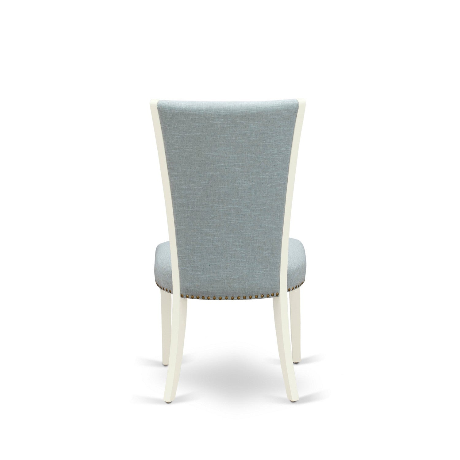 7-Piece Wood Dining Set with Blue Upholstered Chairs
