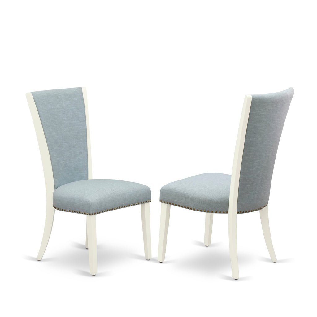5-Piece Oval Dining Set with Blue Upholstered Chairs