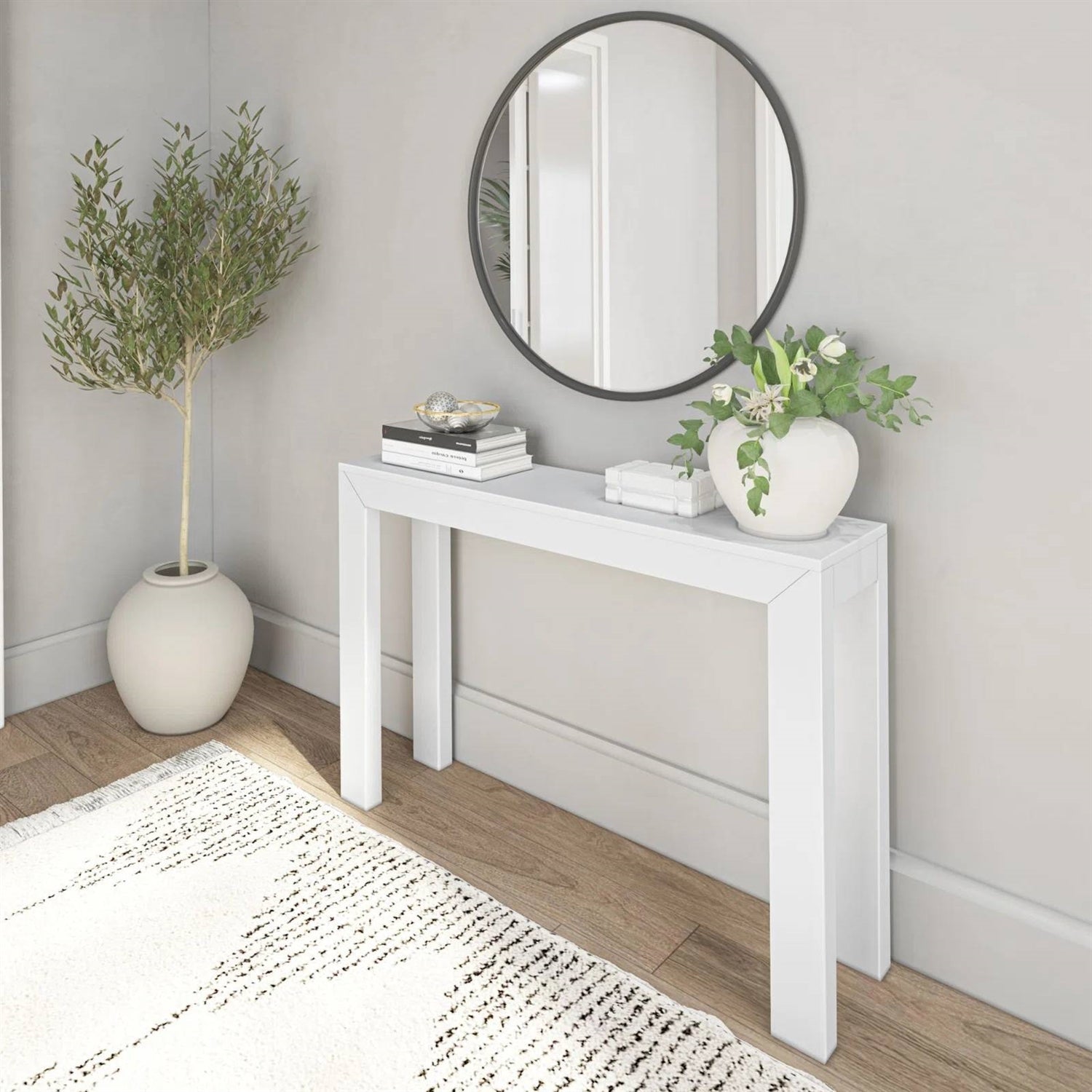 White Modern Accent Console Table