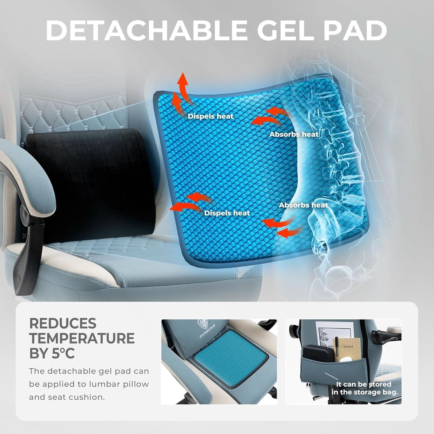 Blue Gaming Chair With Pocket Spring Cushion For Long Gaming Sessions