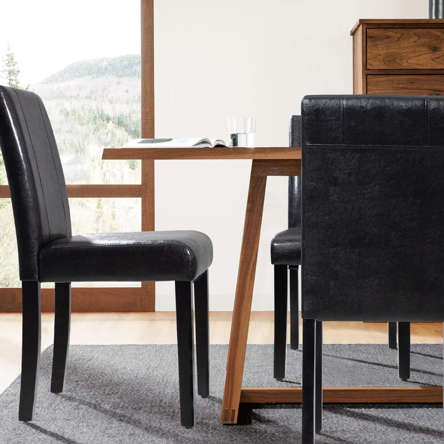 PU Leather Dining Chairs Black Set of 4 Modern Comfort