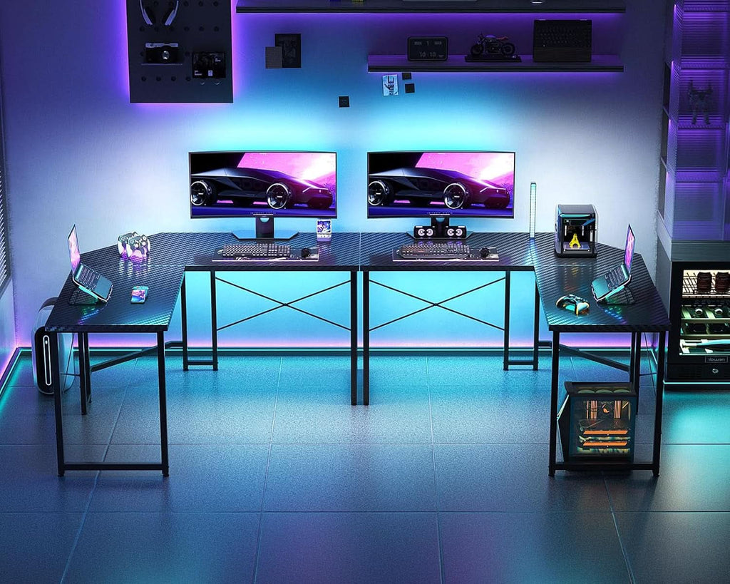 L Shaped Gaming Desk 51 Inch Computer Desk Carbon Fiber