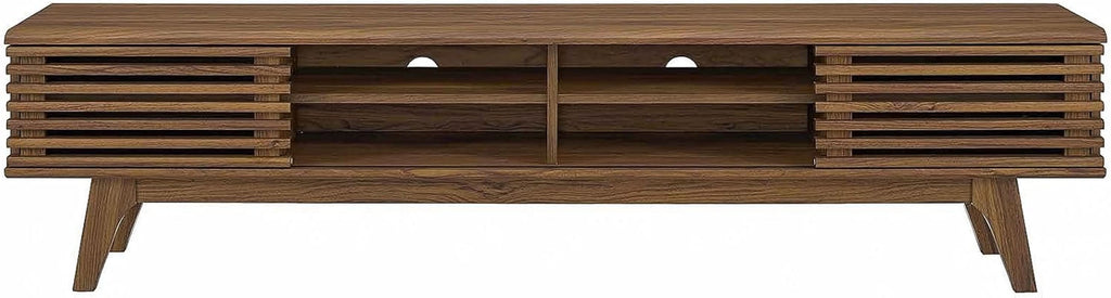 70 Inch Mid Century Modern Walnut TV Stand Console