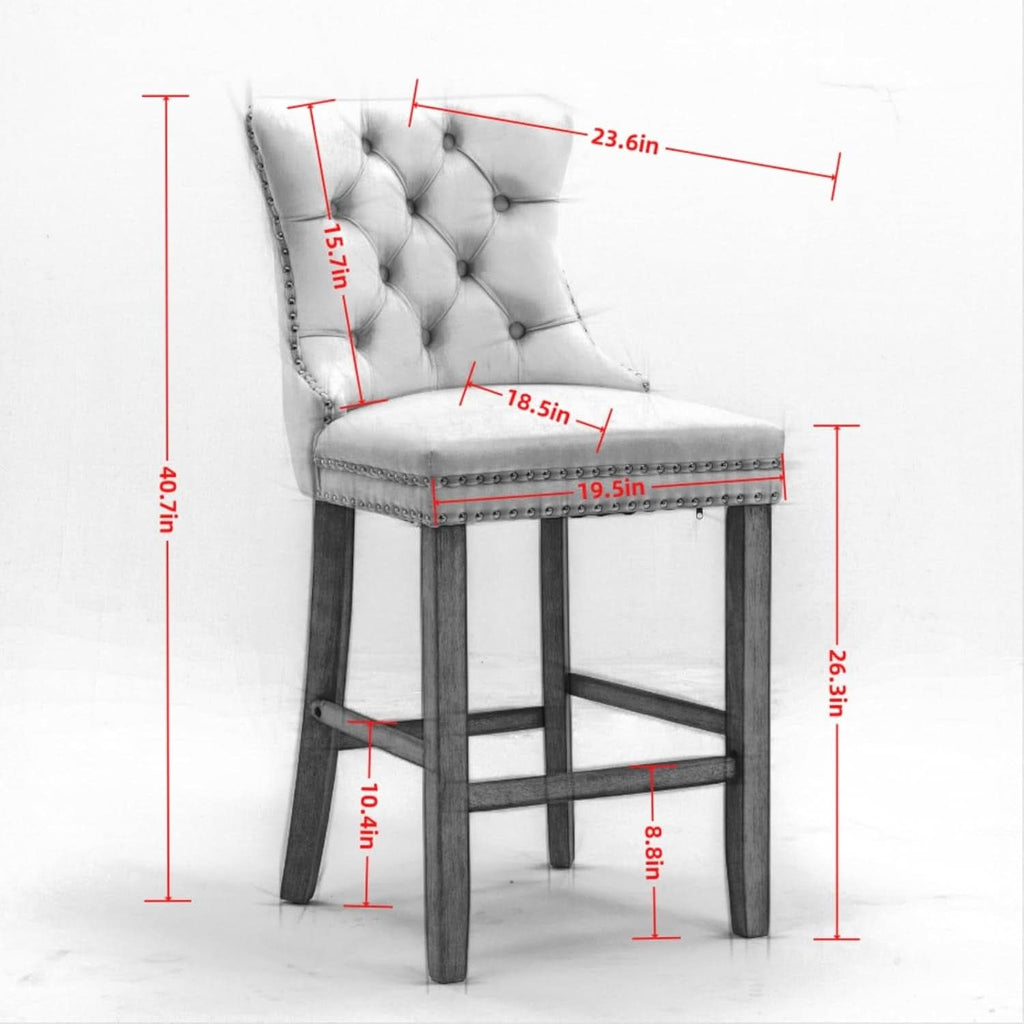 Wingback Velvet Bar Stools Set Of Two Orange Counter Height