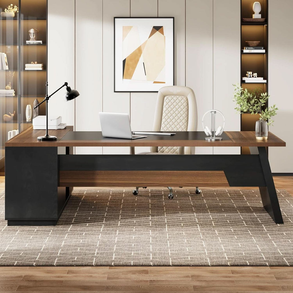 78-Inch Executive Desk with Storage Cabinets