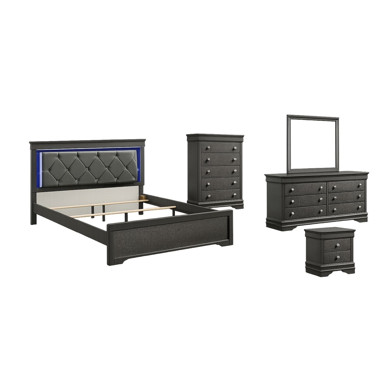 Blaze LED Upholstered Bedroom Set