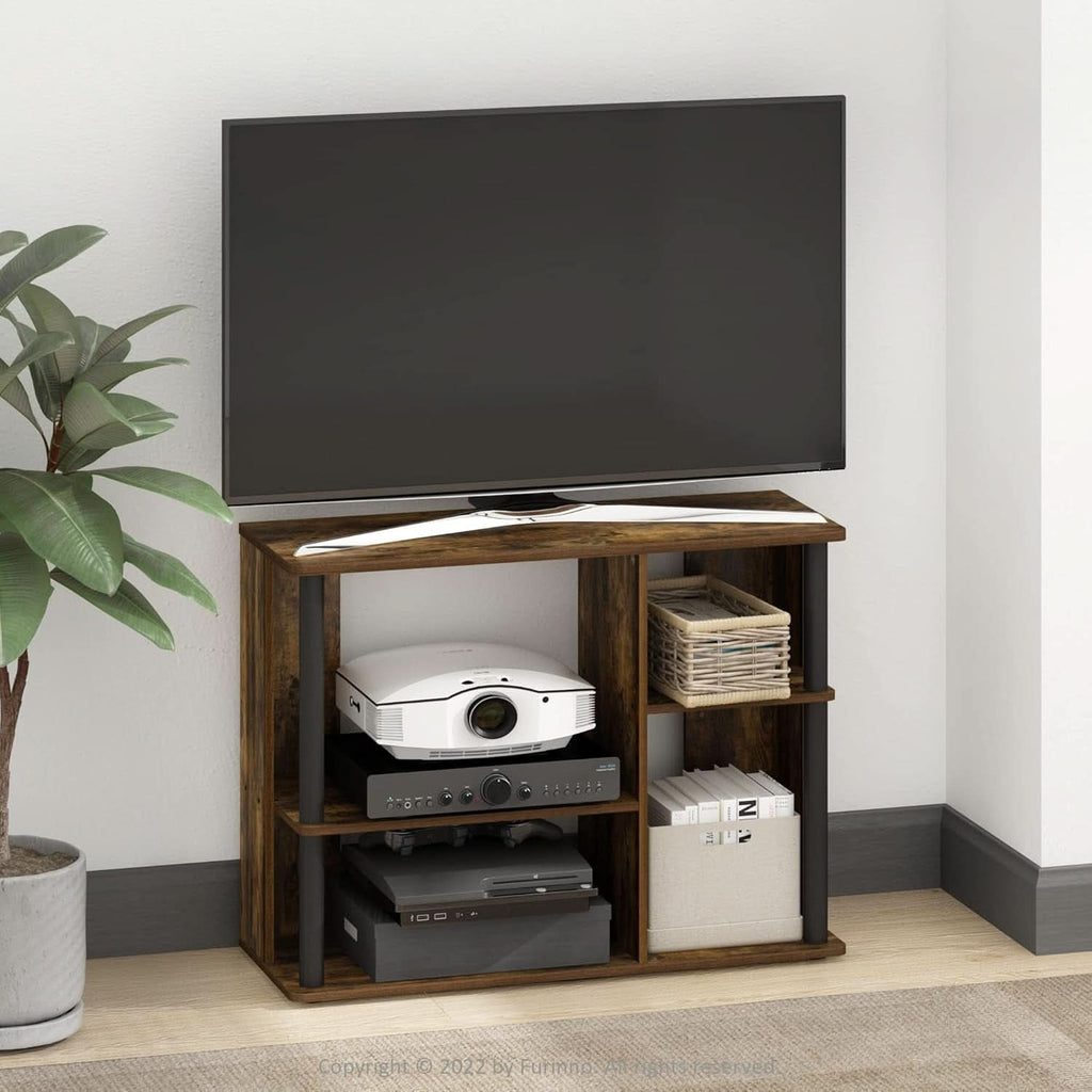 Classic TV Stand For 40 Inch TVs Amber Pine Black Storage