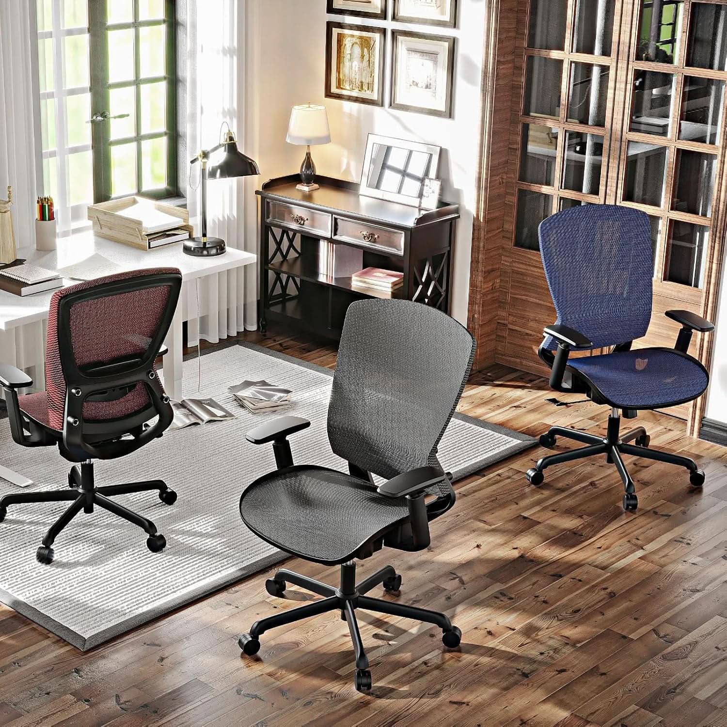 Grey Ergonomic Mesh Office Chair With Lumbar Support