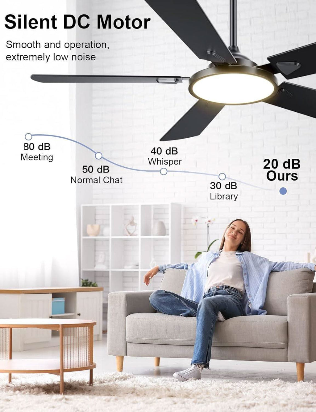 52 Inch Smart Ceiling Fan With Light App Control Remote