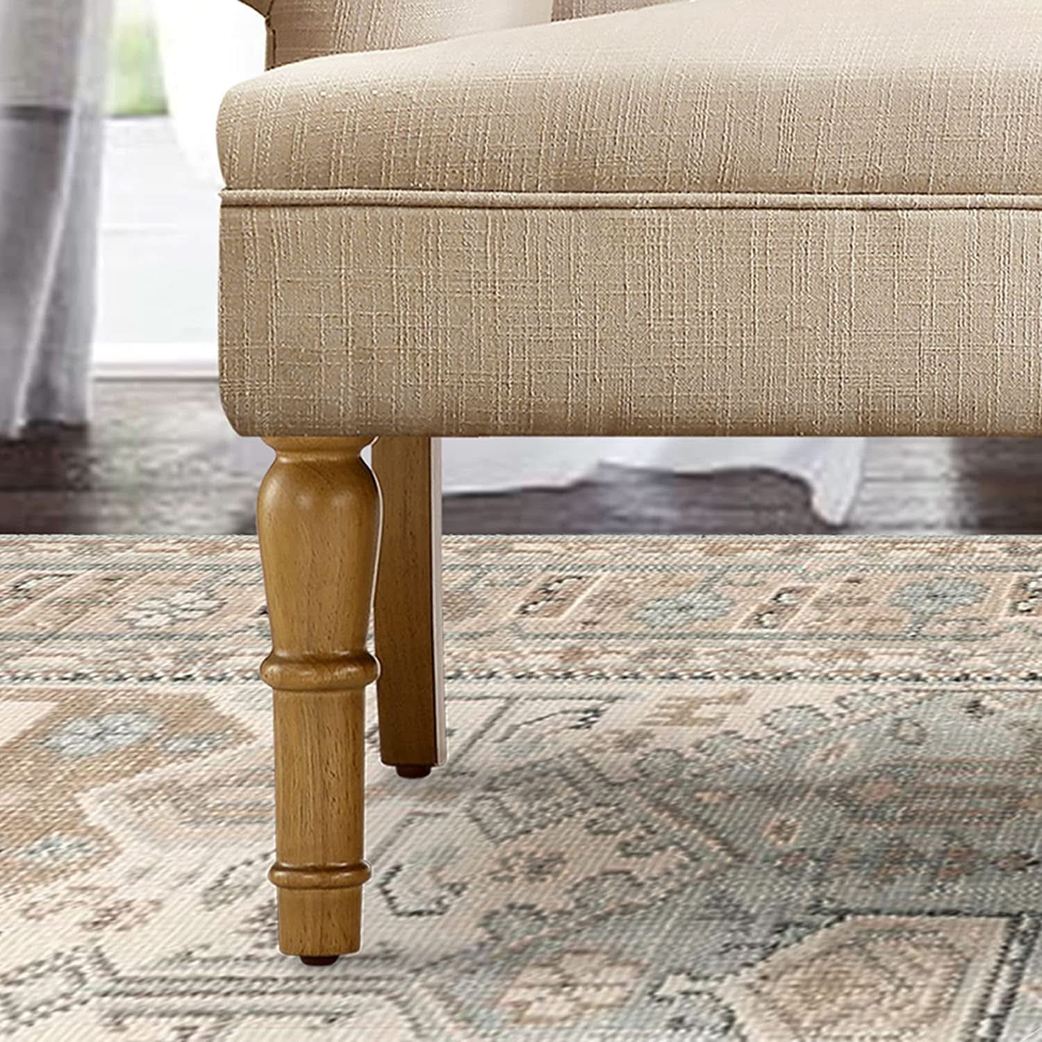 Warm Beige Loveseat Sofa Set With Tufted Back Upholstery