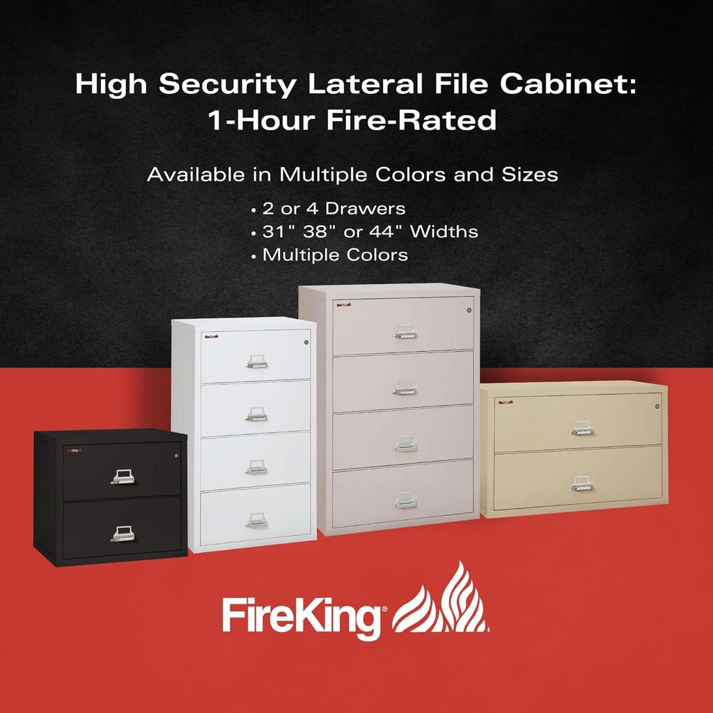 Lateral 4 Drawer Fire Safe File Cabinet With Lock 1 Hour Fire Rated Platinum