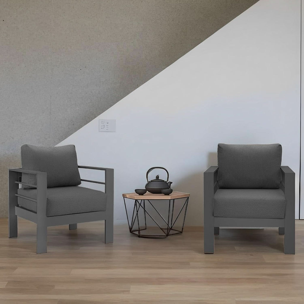 All-Weather Outdoor Metal Armchair Set with Cushions